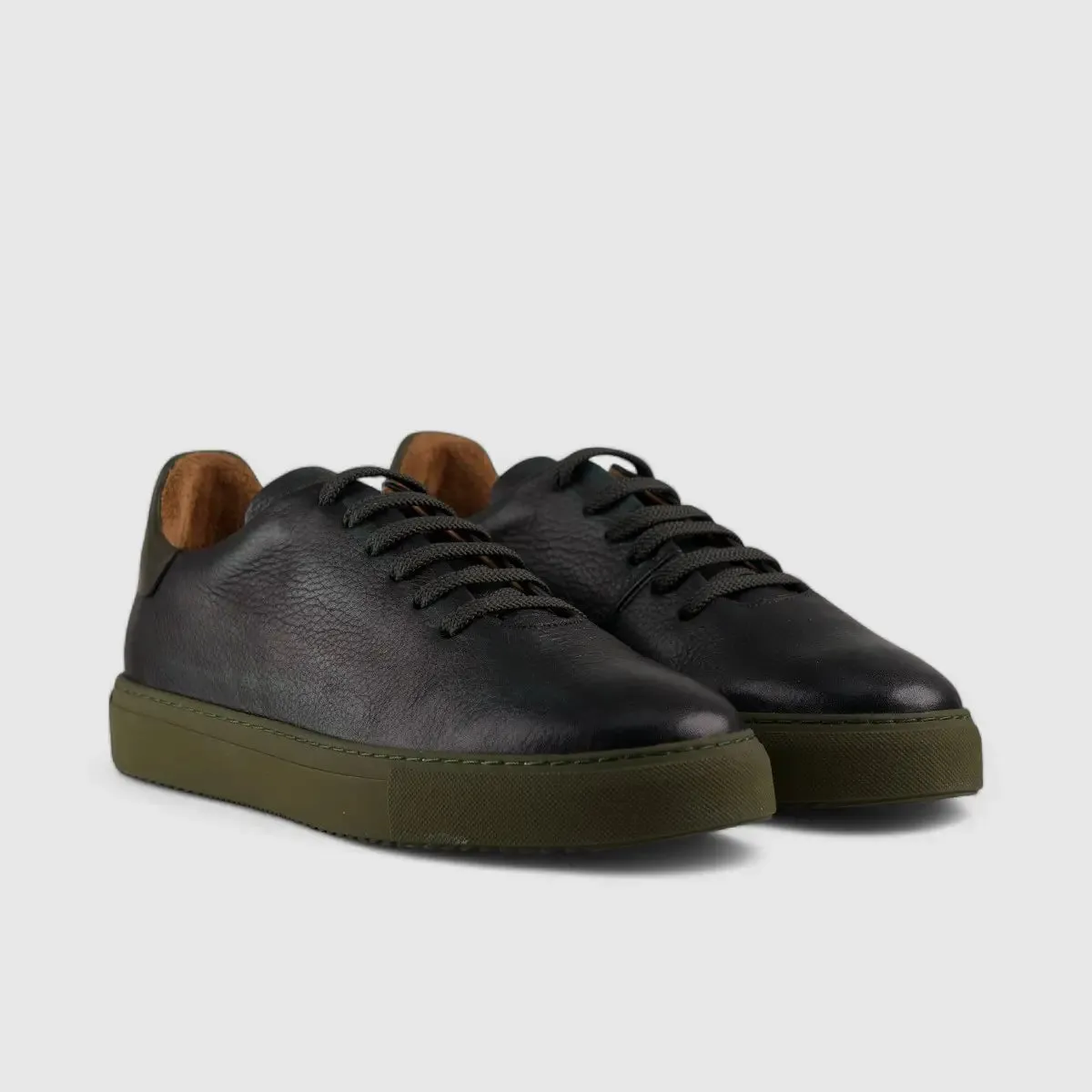 Formales Lace Up Leather Sneaker Olive 4289