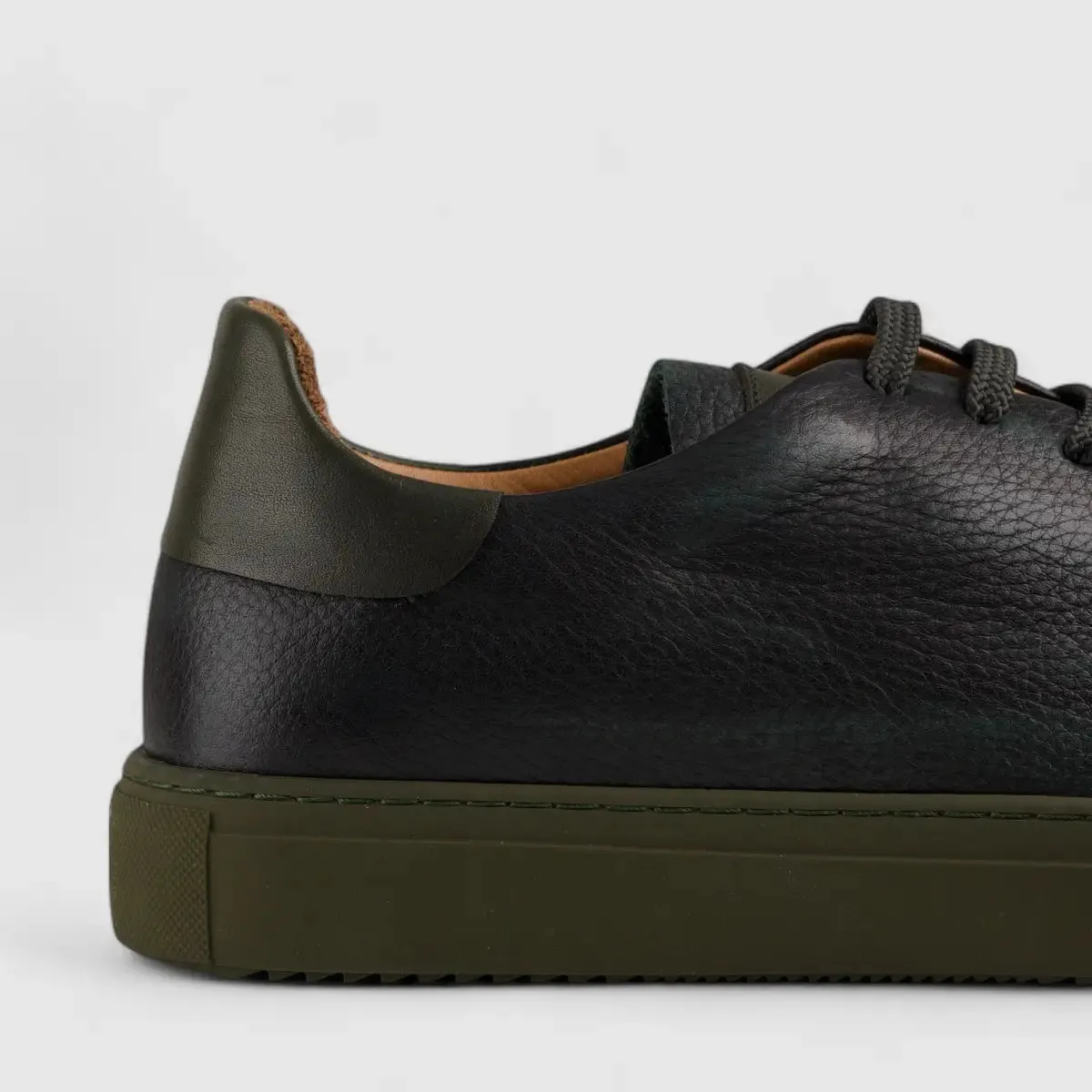 Formales Lace Up Leather Sneaker Olive 4289