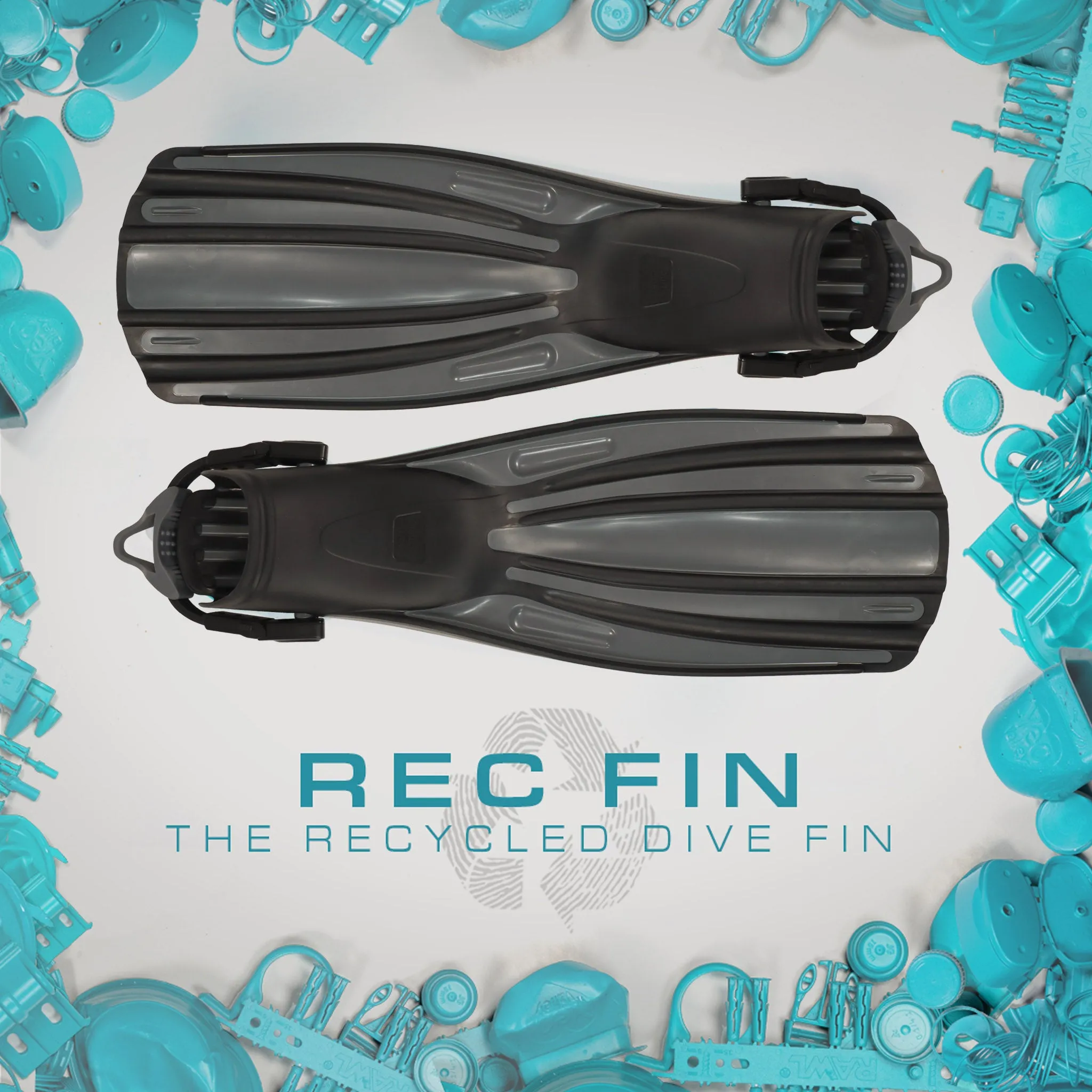 Fourth Element Rec Fins for Scuba Diving & Snorkelling - Black Grey
