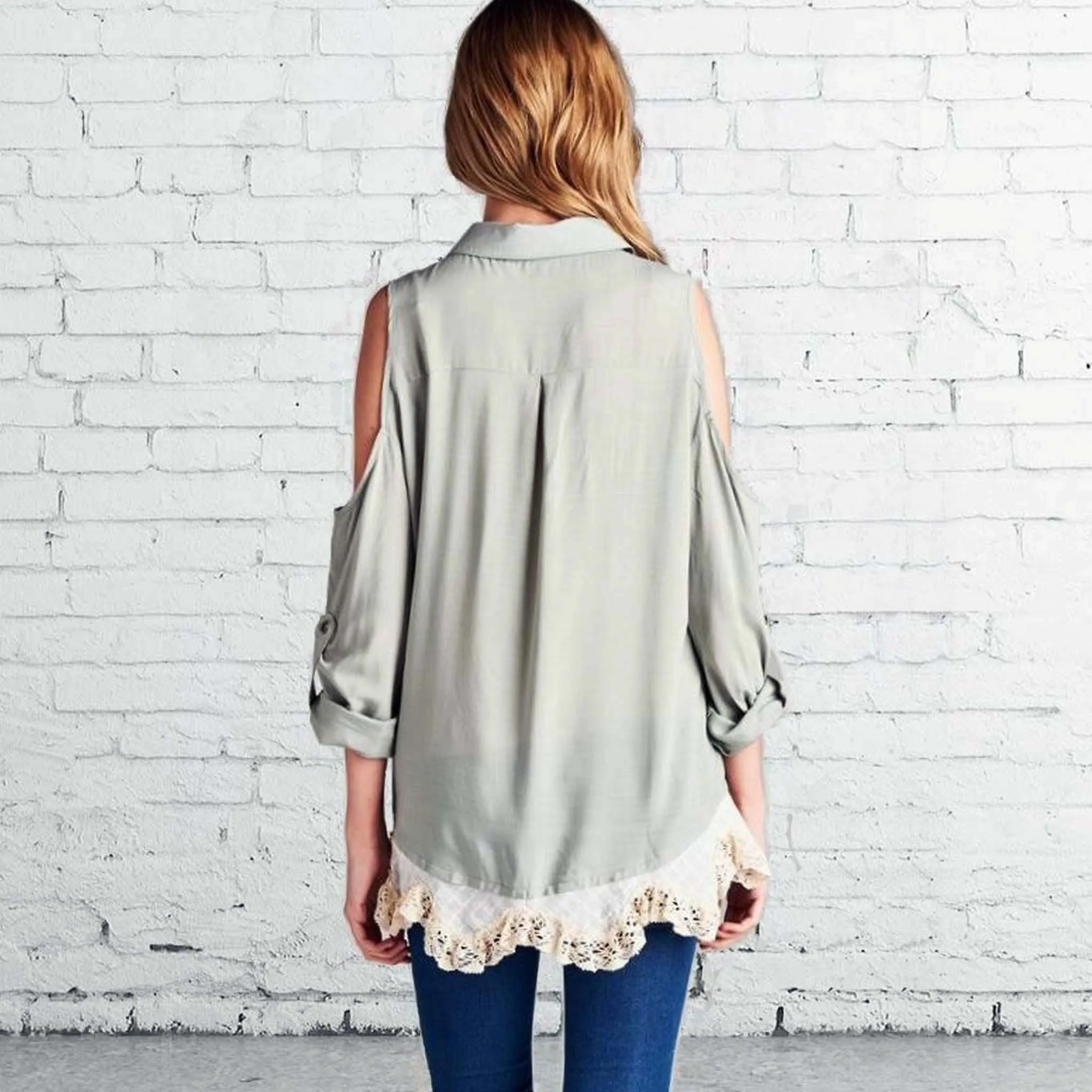 Foxly Lace Top in Sage