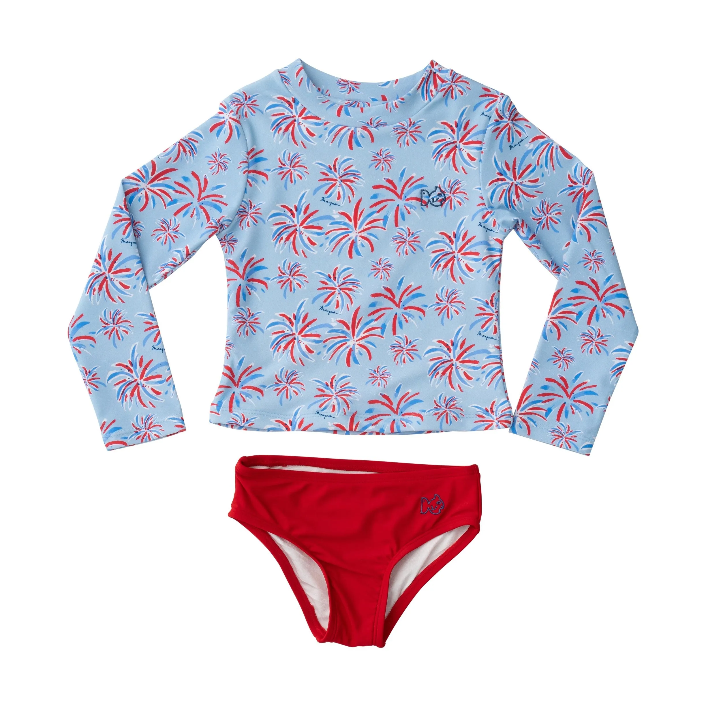 Girls' Reef Rashguard Swim Set in Fireworks Print