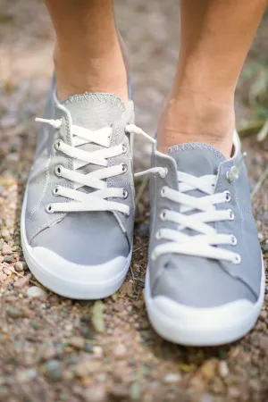 Grey and White Lace Up Sneakers