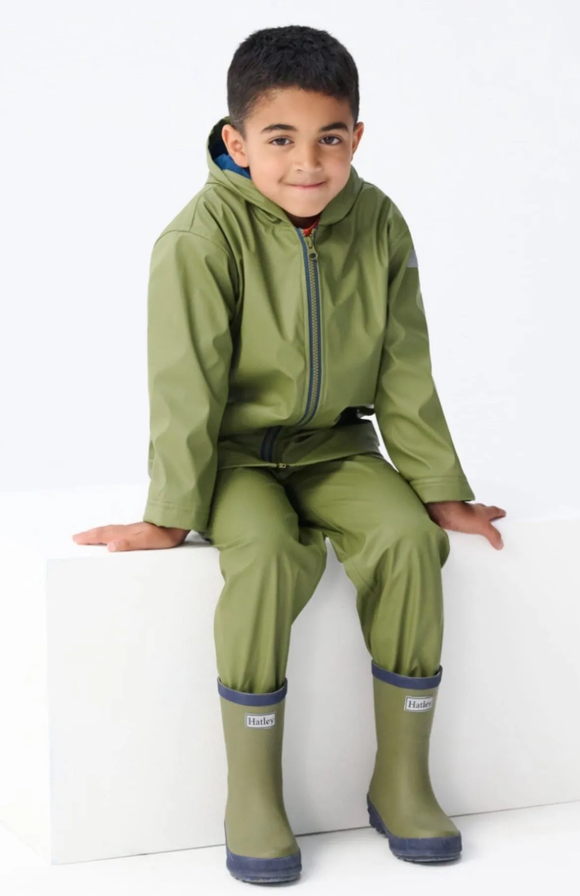 Hatley Classic Forest Green Zip Up Splash Jacket : Size 2 to 12