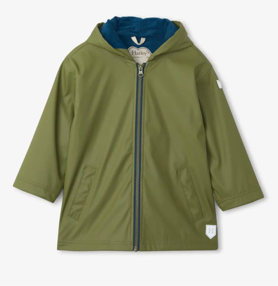 Hatley Classic Forest Green Zip Up Splash Jacket : Size 2 to 12