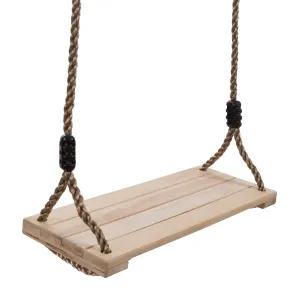 Hey! Play! Wooden Swing Outdoor Flat Bench Seat with Adjustable Nylon
