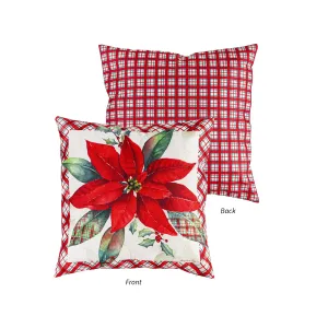 Holiday Poinsetta Outdoor Pillow Cover