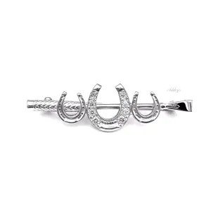 Horseshoe Crop Stock Pin, Diamonds & Sterling Silver