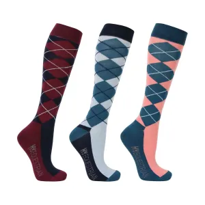 Hy Equestrian Synergy Argyle Horse Riding Socks (Pack of 3)