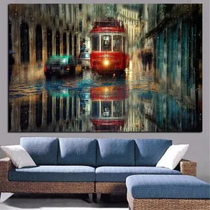 Impressionist Rainy Streetscape Wall Art