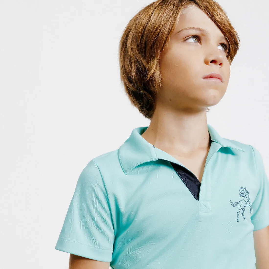 Kids' Horse Riding Short-Sleeved Mesh Polo Shirt 500