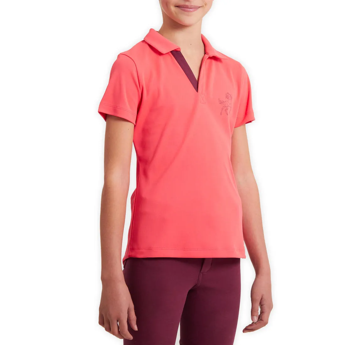 Kids' Horse Riding Short-Sleeved Mesh Polo Shirt 500