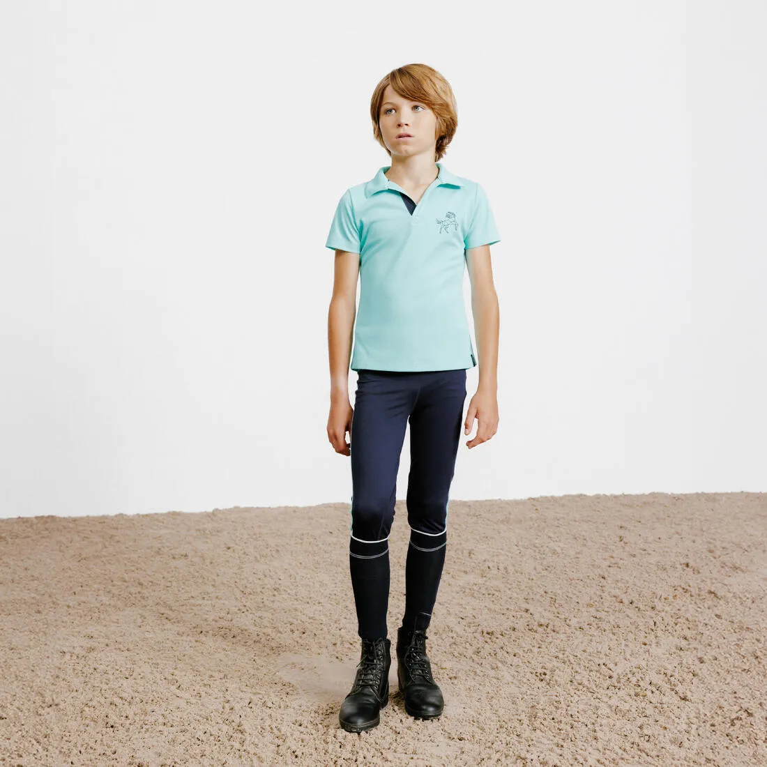 Kids' Horse Riding Short-Sleeved Mesh Polo Shirt 500