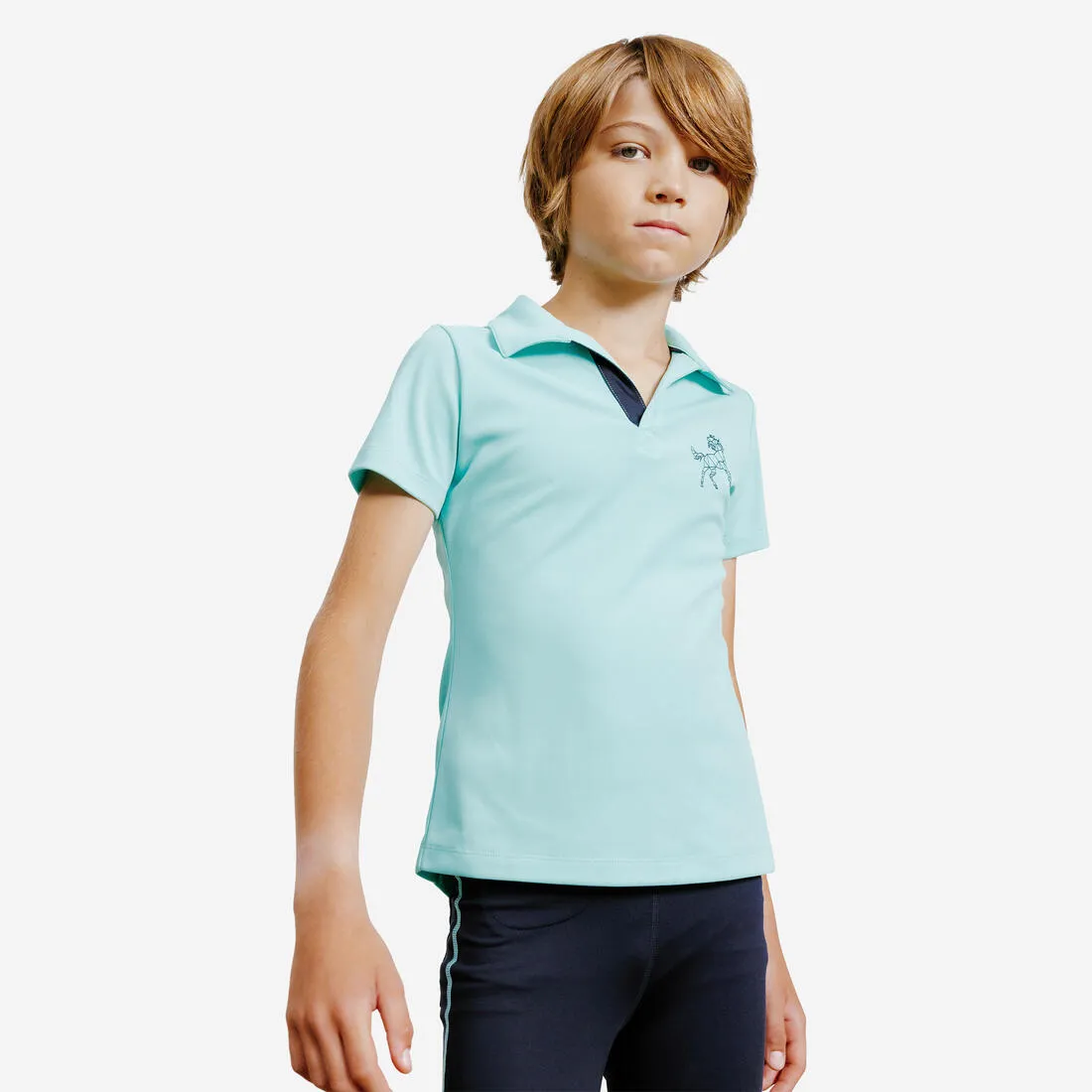 Kids' Horse Riding Short-Sleeved Mesh Polo Shirt 500