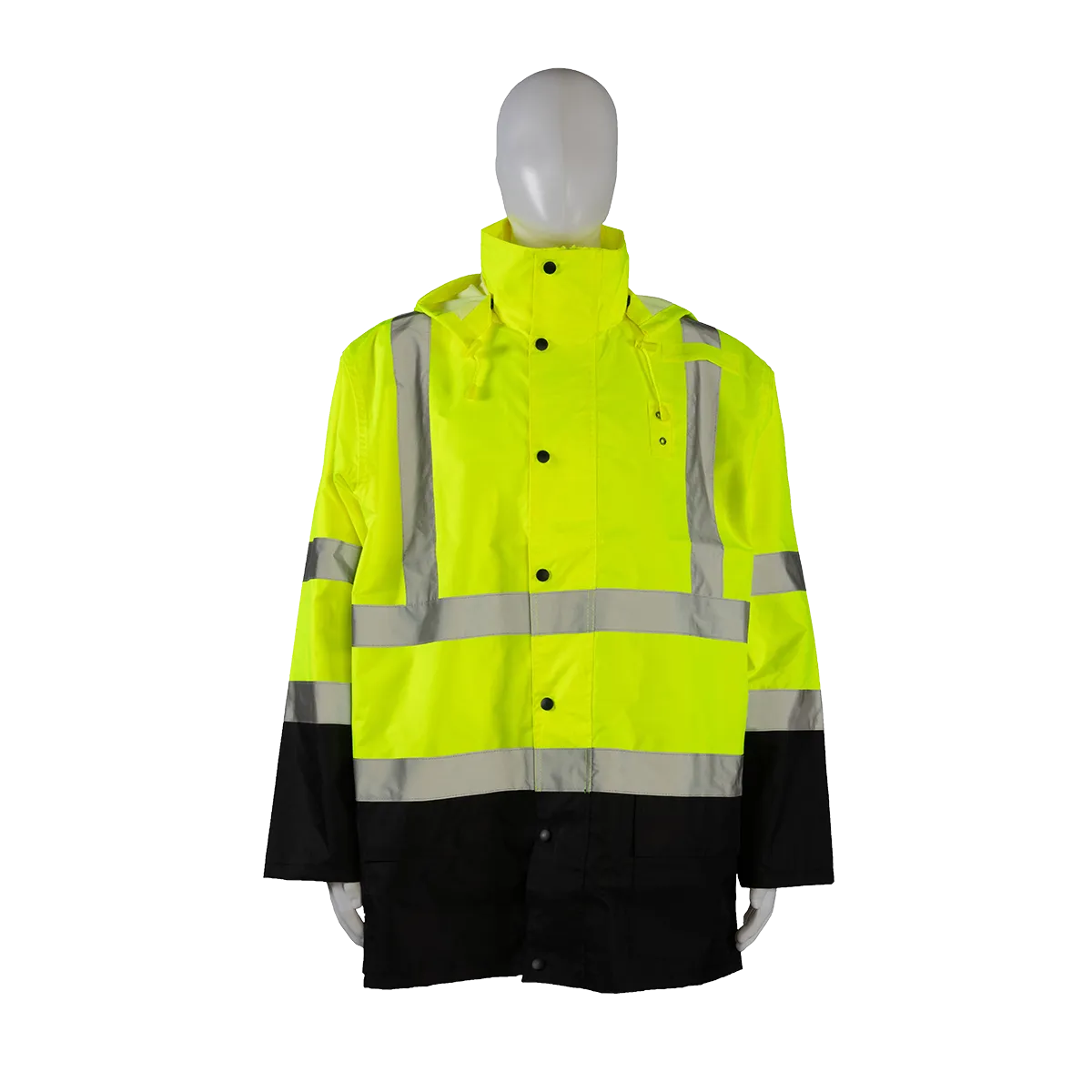 LBRJK-C3 ANSI/ISEA Class 3 Lime/Black Waterproof Rain Jacket