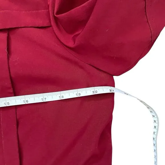 Liz Claiborne Outerwear Rain Coat Women M Maroon Water Resistant Parka Classic