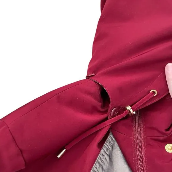 Liz Claiborne Outerwear Rain Coat Women M Maroon Water Resistant Parka Classic