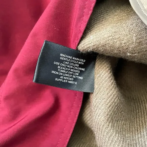 Liz Claiborne Outerwear Rain Coat Women M Maroon Water Resistant Parka Classic