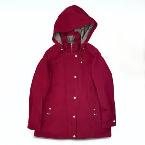 Liz Claiborne Outerwear Rain Coat Women M Maroon Water Resistant Parka Classic