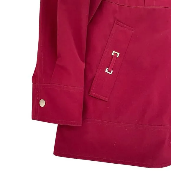 Liz Claiborne Outerwear Rain Coat Women M Maroon Water Resistant Parka Classic