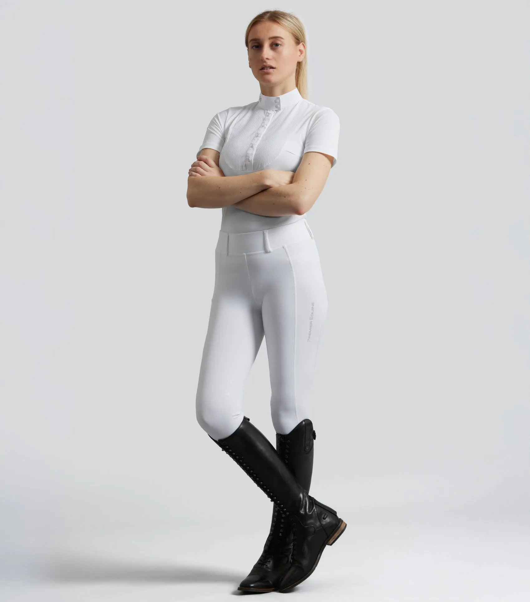 Luceo Womens Gel Knee Competition Riding Tights White