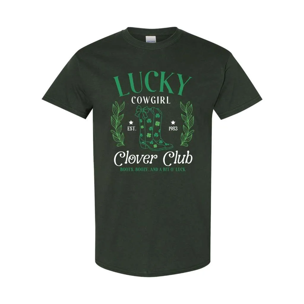 Lucky Cowgirl Clover Unisex Tshirt - St Patrick's Day T-shirt