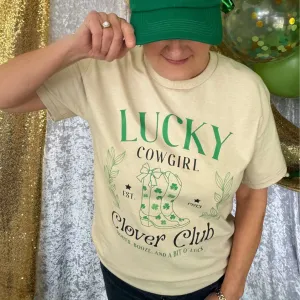 Lucky Cowgirl Clover Unisex Tshirt - St Patrick's Day T-shirt
