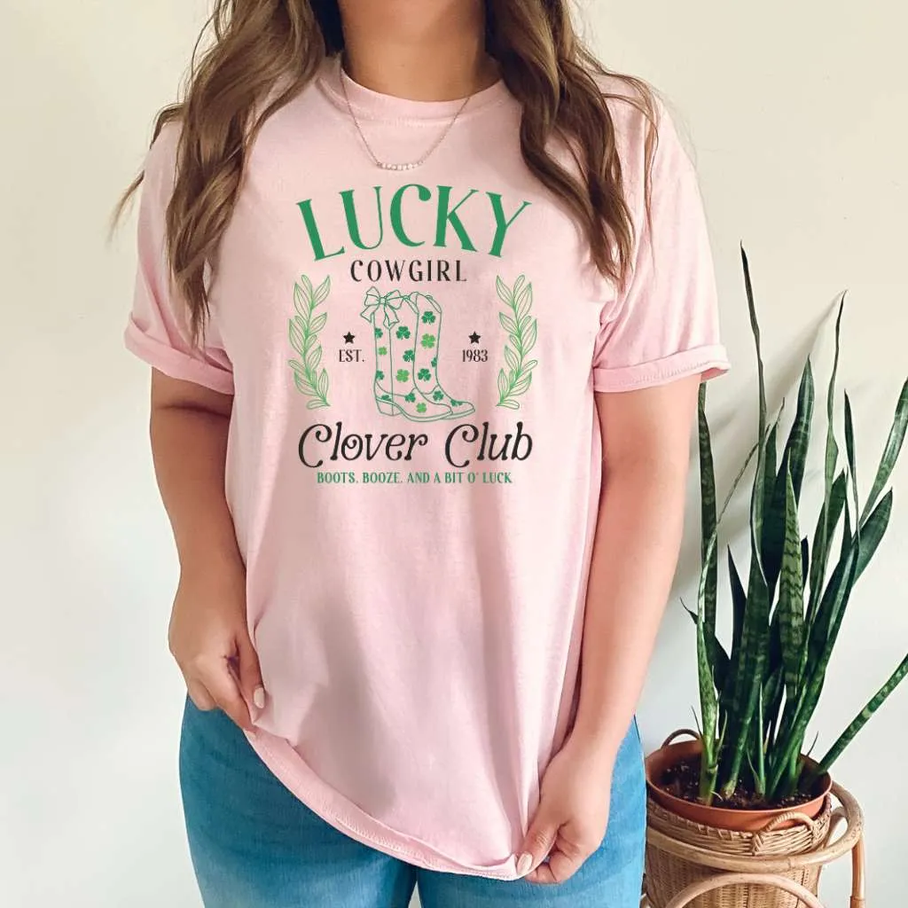 Lucky Cowgirl Clover Unisex Tshirt - St Patrick's Day T-shirt