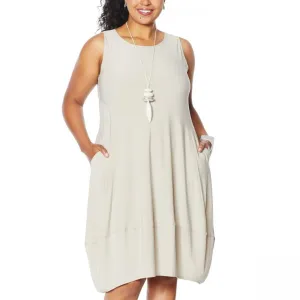 MarlaWynne Women's Plus Size Matte Jersey Sleeveless Dress With Pockets