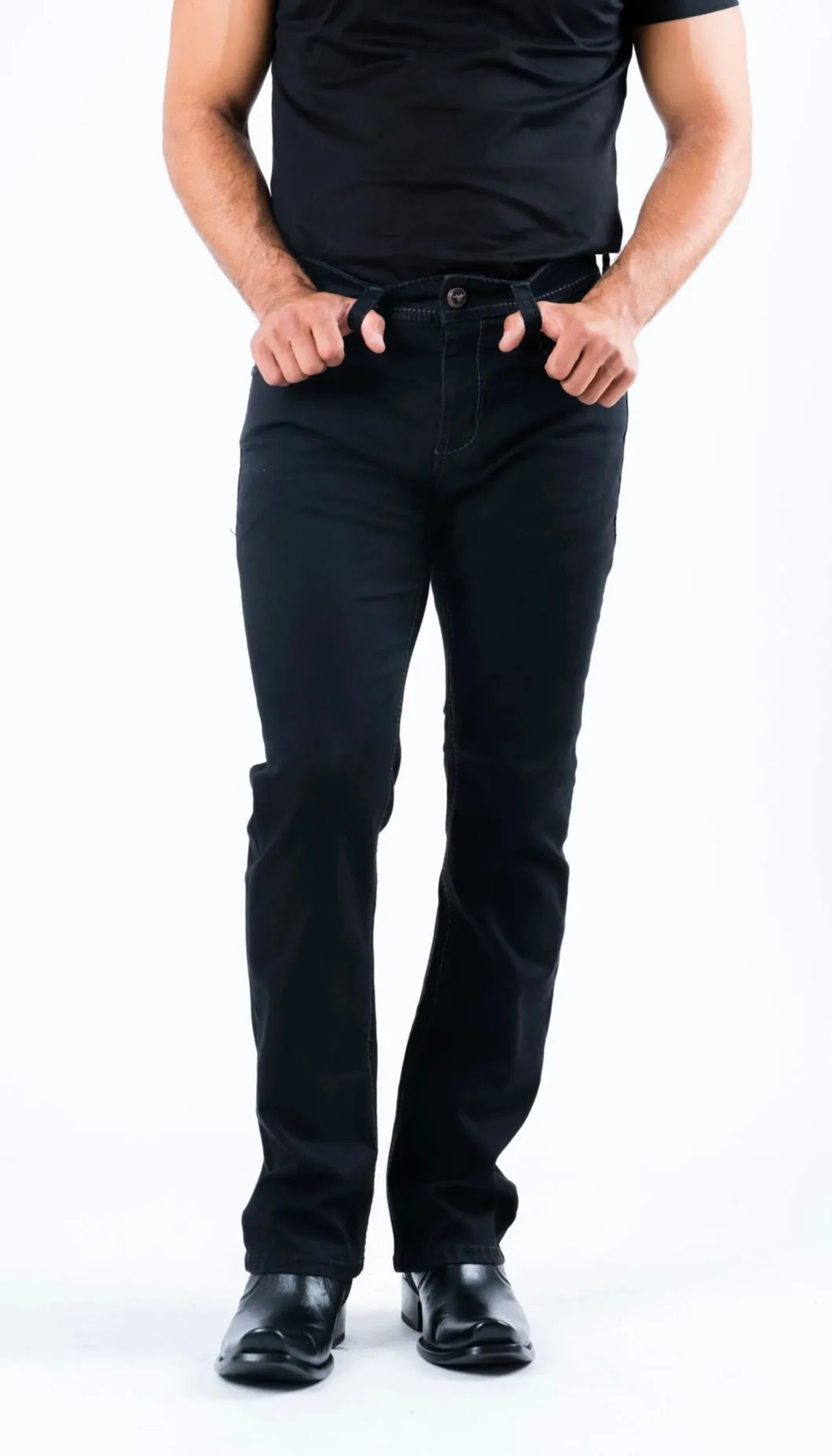 Men’s Platini Gray Embroidered Black Slim Boot Cut Jeans
