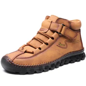 Mostelo™ -Men Cow Leather Non Slip Hand Stitching Soft Sole Casual Outdoor Boots