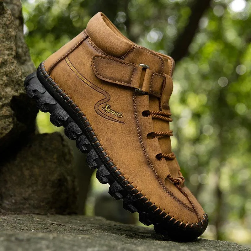 Mostelo™ -Men Cow Leather Non Slip Hand Stitching Soft Sole Casual Outdoor Boots