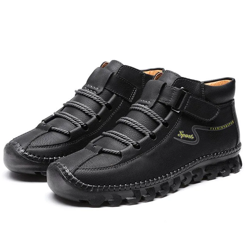 Mostelo™ -Men Cow Leather Non Slip Hand Stitching Soft Sole Casual Outdoor Boots