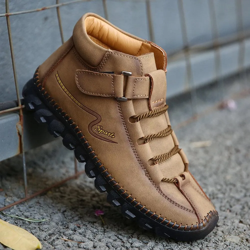 Mostelo™ -Men Cow Leather Non Slip Hand Stitching Soft Sole Casual Outdoor Boots