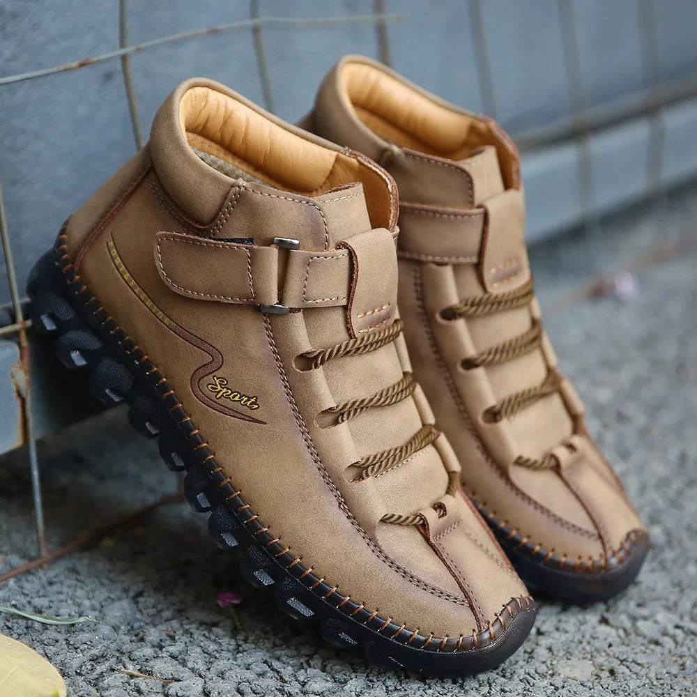 Mostelo™ -Men Cow Leather Non Slip Hand Stitching Soft Sole Casual Outdoor Boots