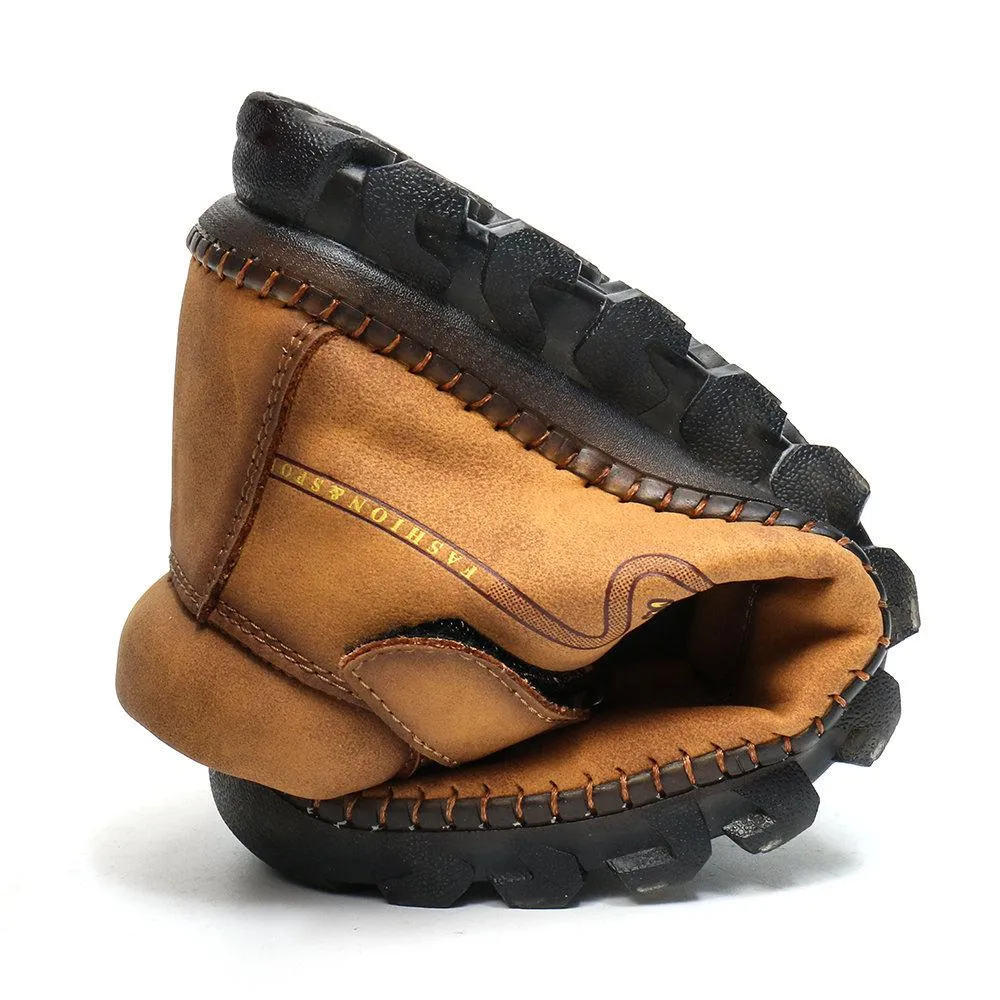 Mostelo™ -Men Cow Leather Non Slip Hand Stitching Soft Sole Casual Outdoor Boots