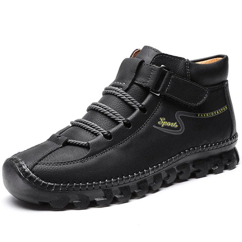 Mostelo™ -Men Cow Leather Non Slip Hand Stitching Soft Sole Casual Outdoor Boots