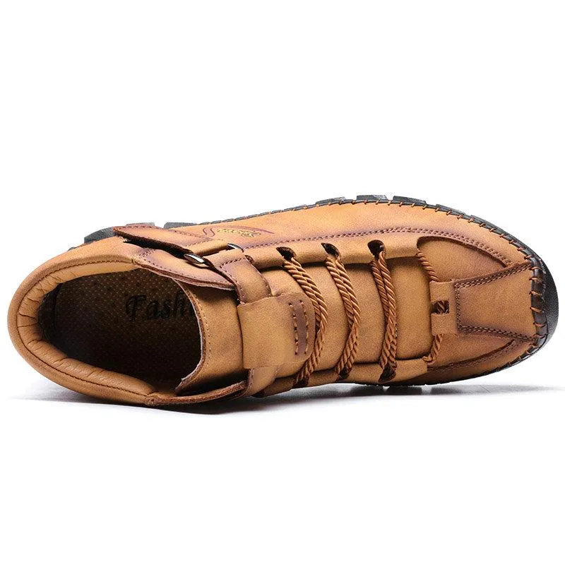 Mostelo™ -Men Cow Leather Non Slip Hand Stitching Soft Sole Casual Outdoor Boots