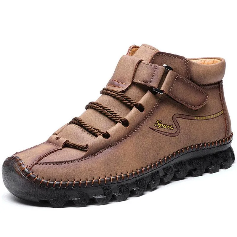 Mostelo™ -Men Cow Leather Non Slip Hand Stitching Soft Sole Casual Outdoor Boots