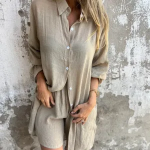 Nadine™ Long Sleeve Shirt & Shorts Set