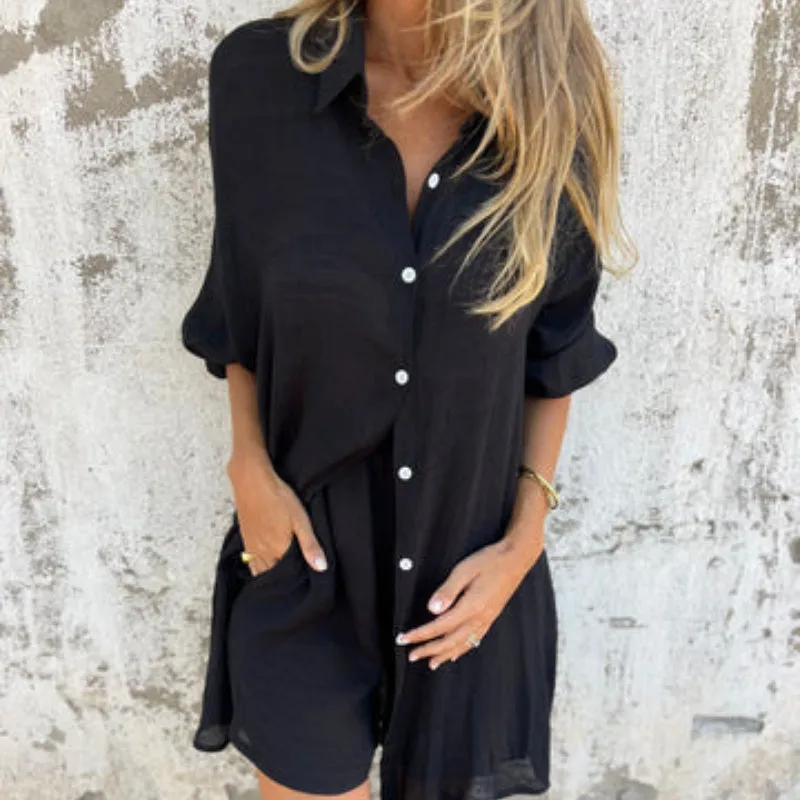 Nadine™ Long Sleeve Shirt & Shorts Set