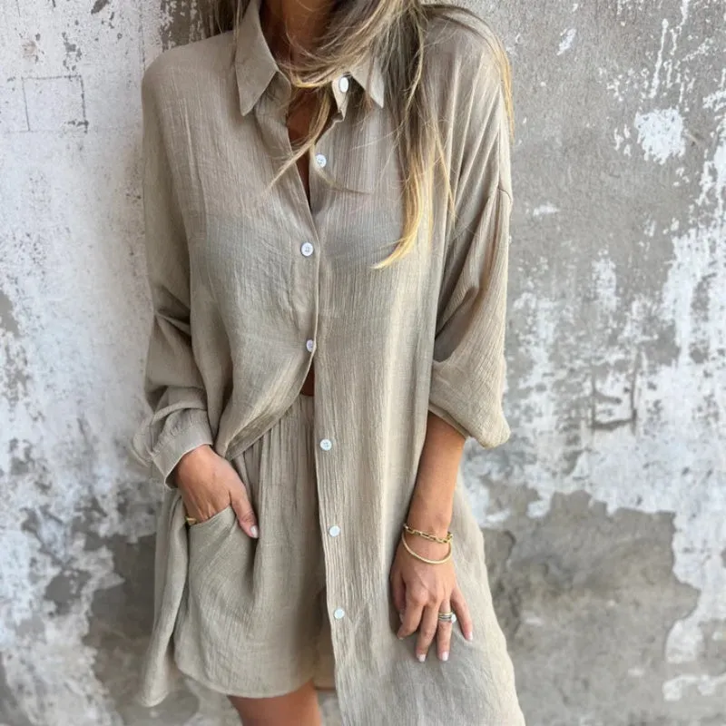 Nadine™ Long Sleeve Shirt & Shorts Set