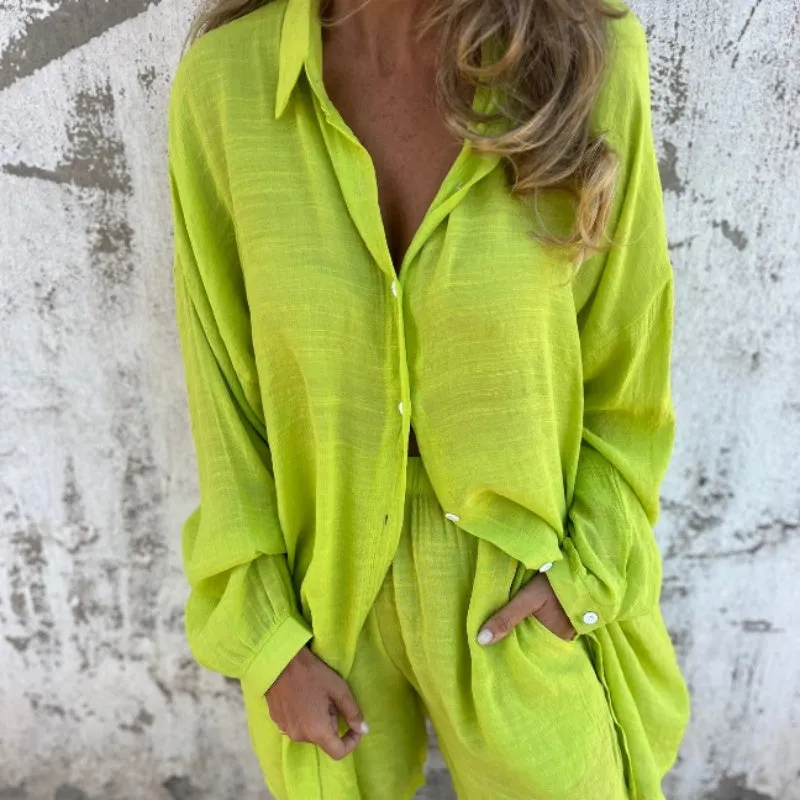 Nadine™ Long Sleeve Shirt & Shorts Set