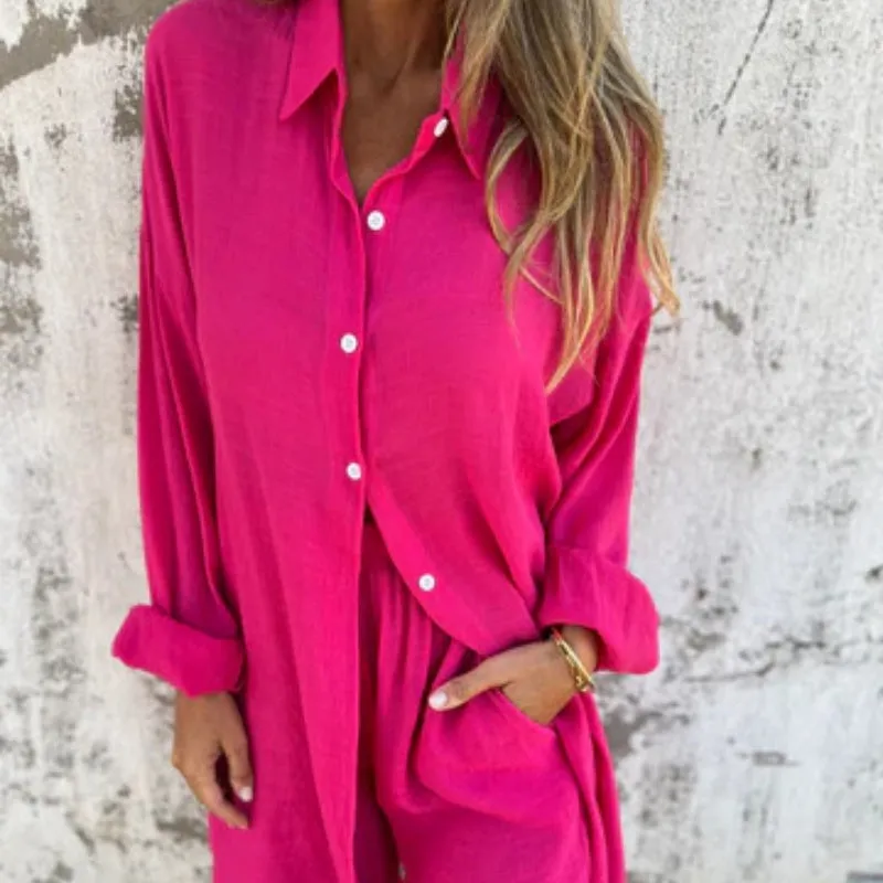 Nadine™ Long Sleeve Shirt & Shorts Set