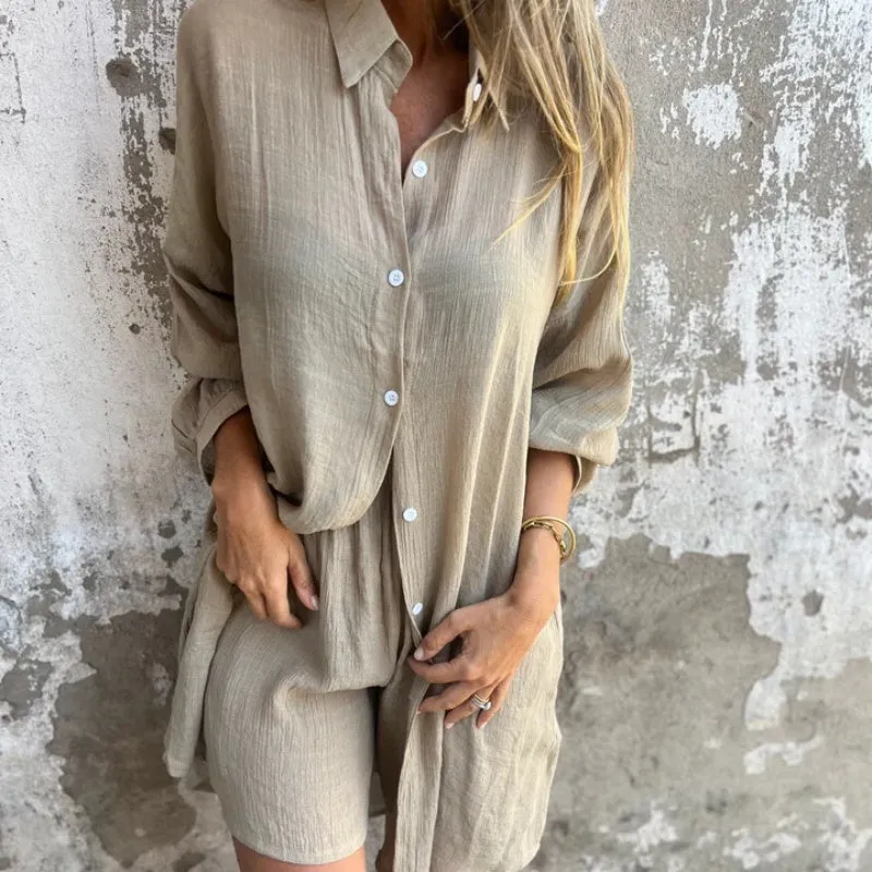 Nadine™ Long Sleeve Shirt & Shorts Set