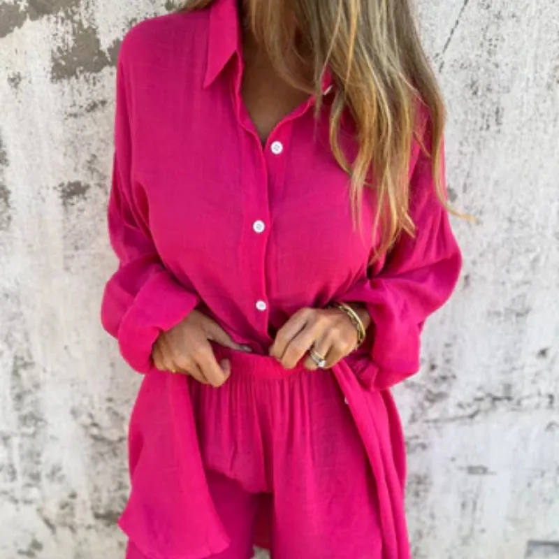 Nadine™ Long Sleeve Shirt & Shorts Set