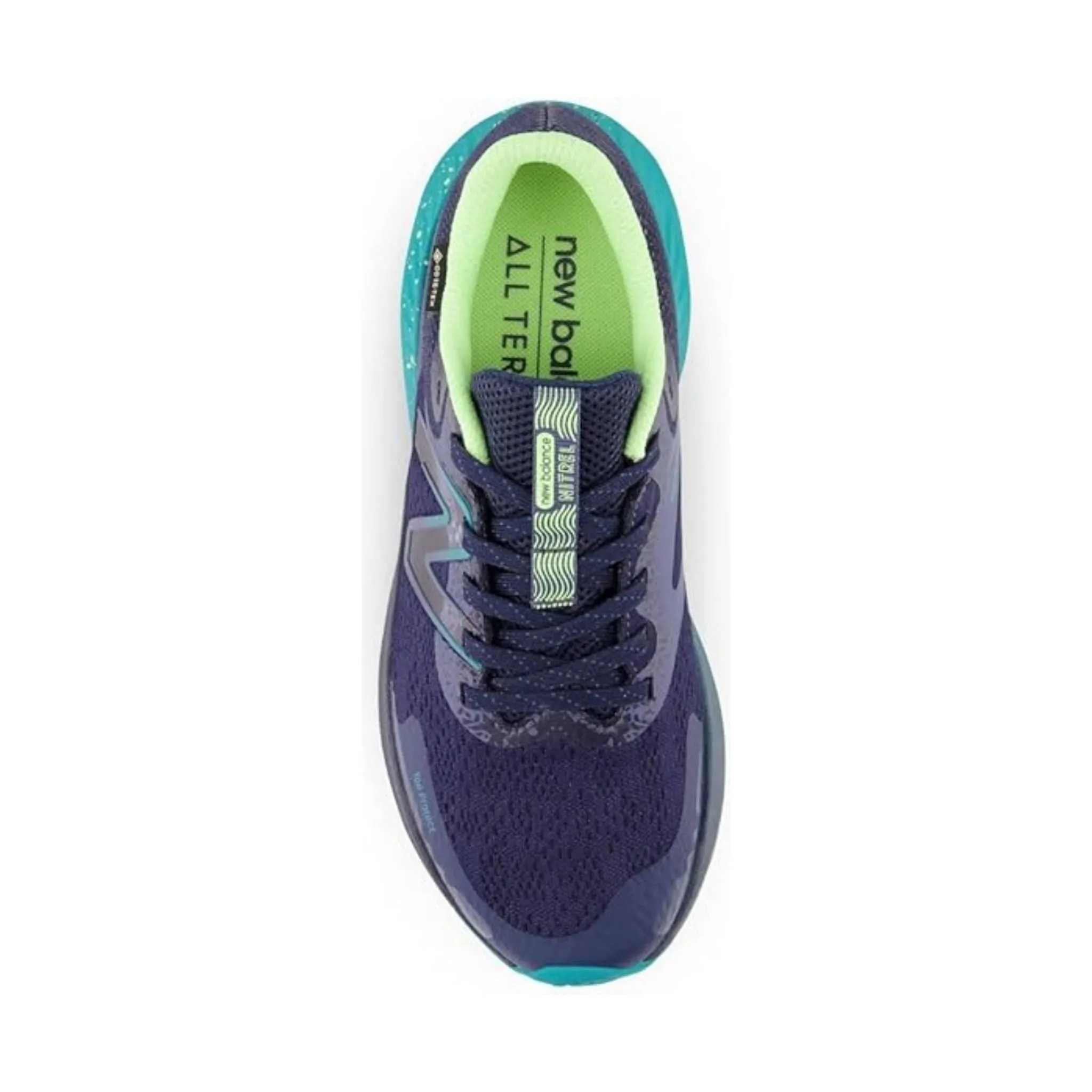 New Balance Women's Dynasoft Nitrel V5 GTX Trail Running Shoes - Natural Indigo/Electric Teal/Bleached Lime Glo