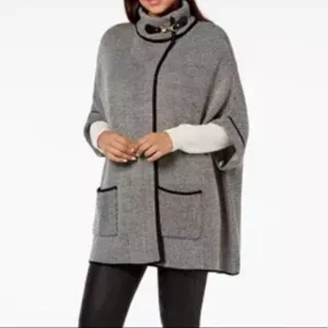 NEW CEJON Bird’s Eye Riding Cape - Black &amp; Ivory