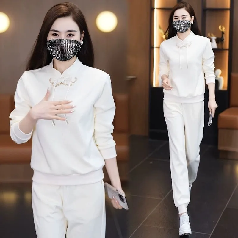 New Chinese-Style Women's Casual Sportswear Set – Spring & Autumn Fashion Two-Piece Outfit