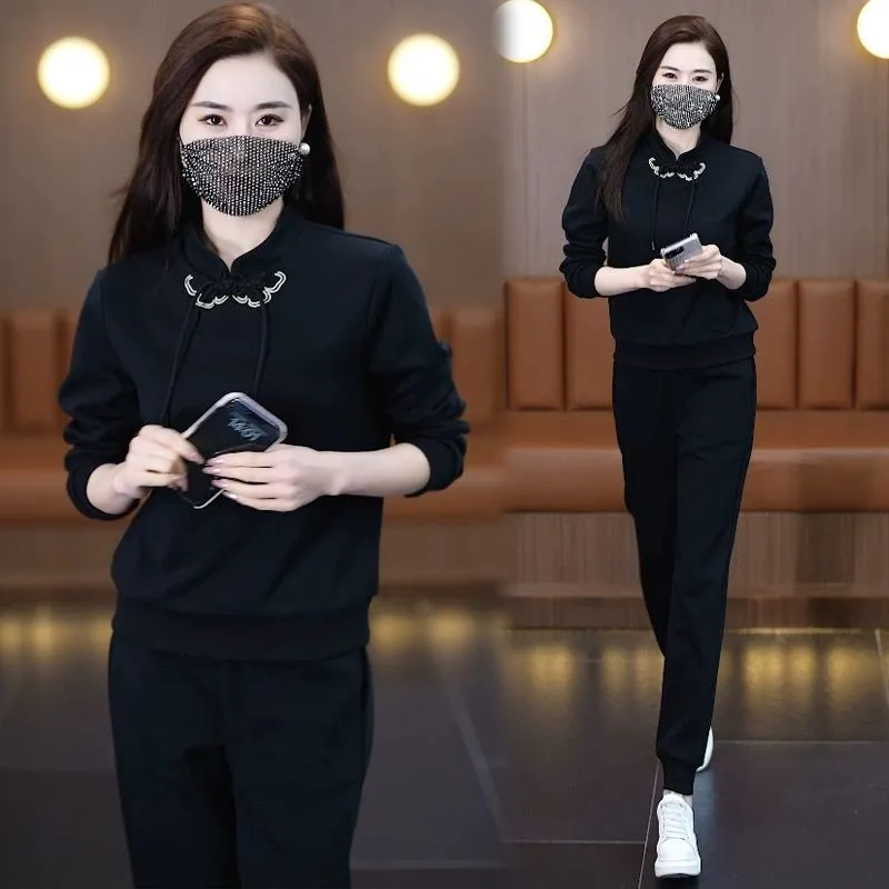 New Chinese-Style Women's Casual Sportswear Set – Spring & Autumn Fashion Two-Piece Outfit