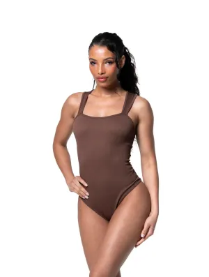 NEW HEEKPEK Bodysuit for Women Sleeveless Ribbed Square Neck One Piece Tank Tops Bodysuits Tummy Control Shapewear Sexy, BROWN, Sz 2XL